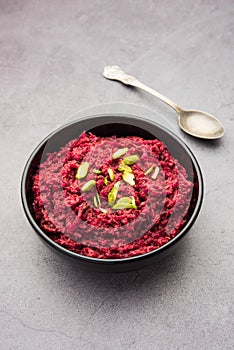 Beetroot halwaÂ or Halva is an Indian desserts tastes great when served chilled